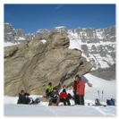 Rast während der Schneeschuhtour am Klausenpass
